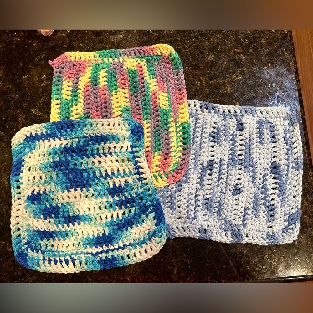 Colorful Crochet Pot Holders - Set of 3